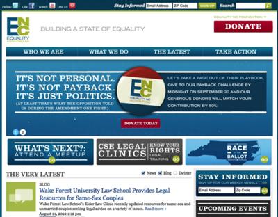 The new EqualityNC.org homepage